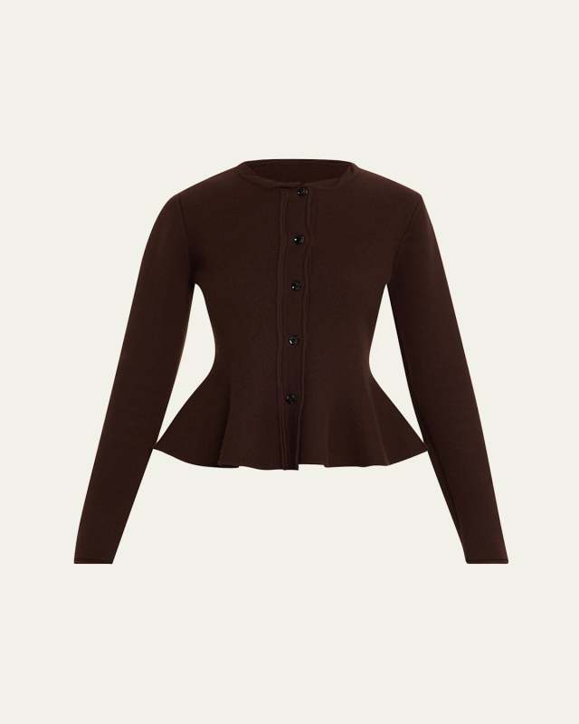 Boiled Wool Peplum Cardigan